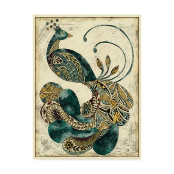 Chariklia Zarris 'Royal Peacock I' Canvas Art, 14x19, Trademark Fine Art, Mfr#: WAG00925-C1419GG